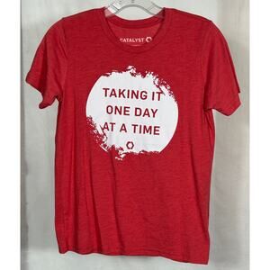 Catalyst Red Motivational Tee Kids L / Adult S “One Day at a Time” Shirt